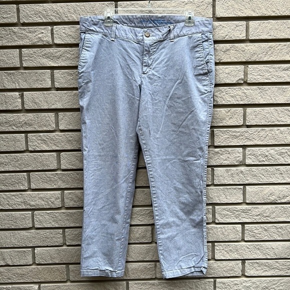 GAP Girlfriend Khakis Capris Blue Stripe Sz 12 - Picture 1 of 11